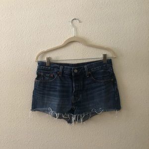 Levi’s 501 Raw Hem Dark Wash Shorts